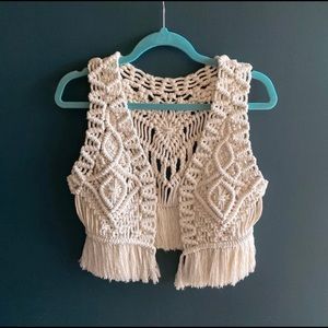 - Handmade Cropped Macrame Vest Boho Beach Cover Up